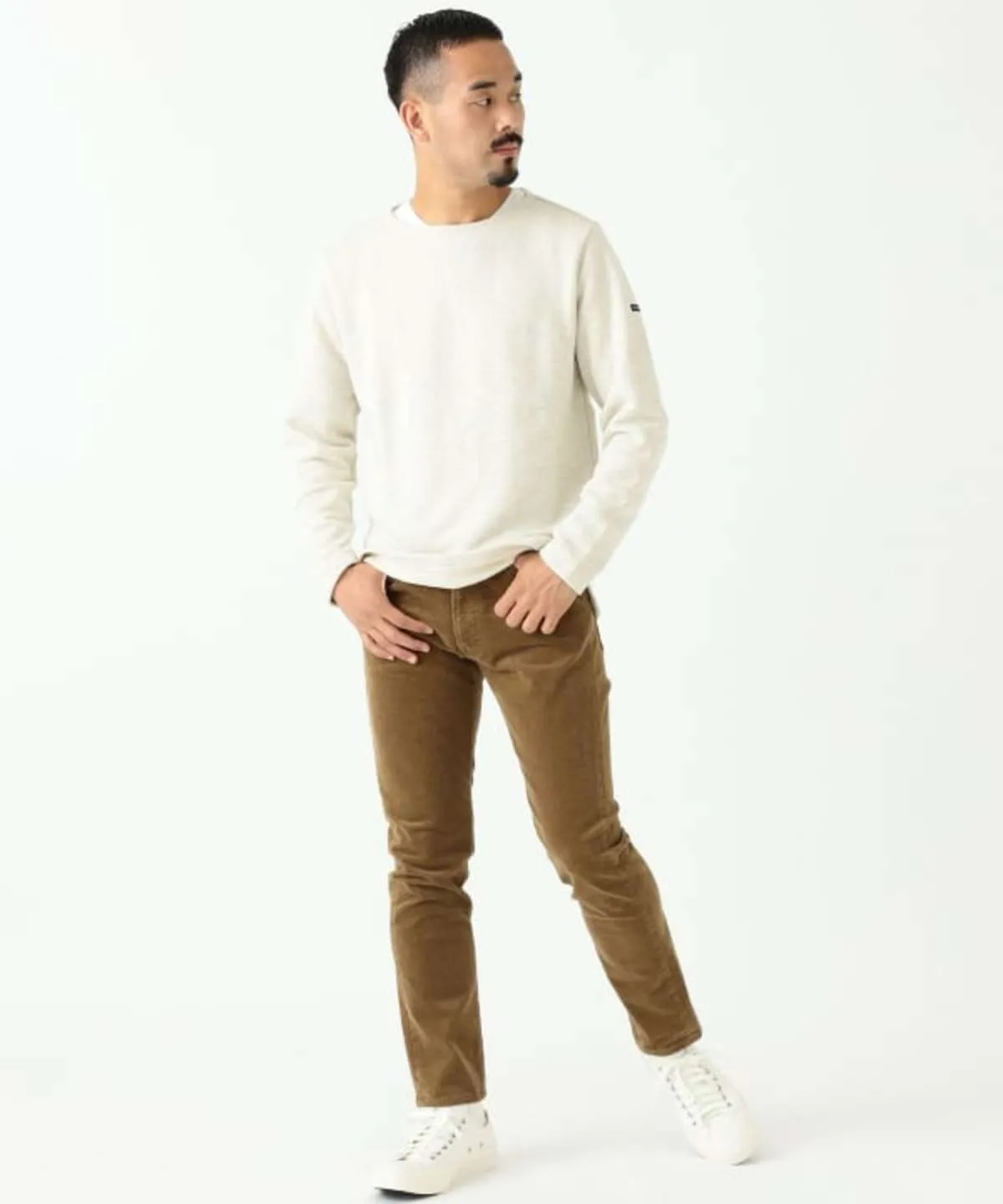 5 pocket tapered corduroy pants - Beige