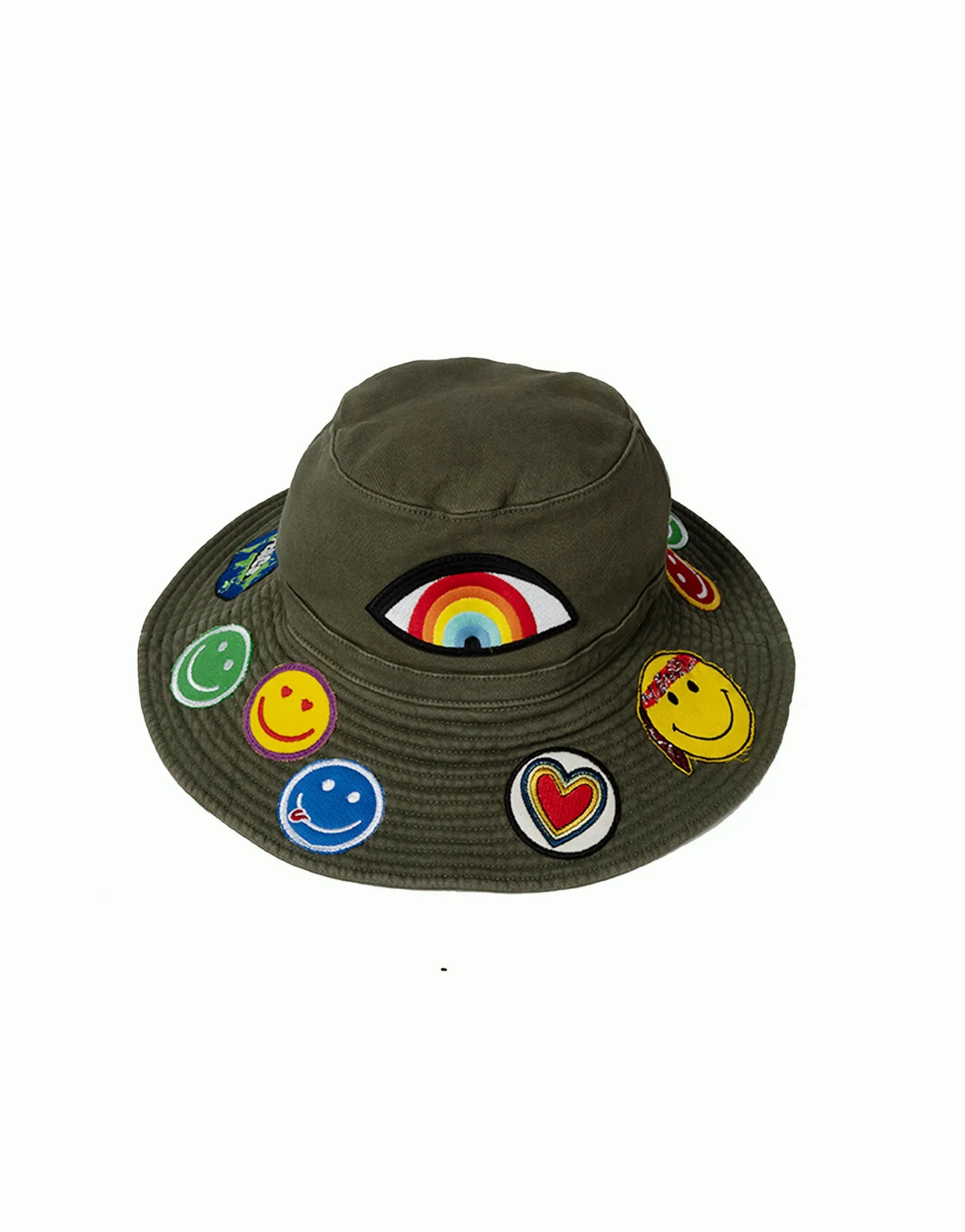 Adina- Bucket Hat w/ Happy Hippie Patches