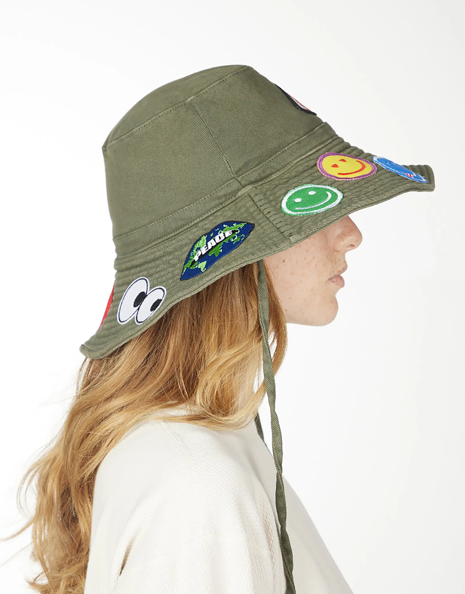 Adina- Bucket Hat w/ Happy Hippie Patches