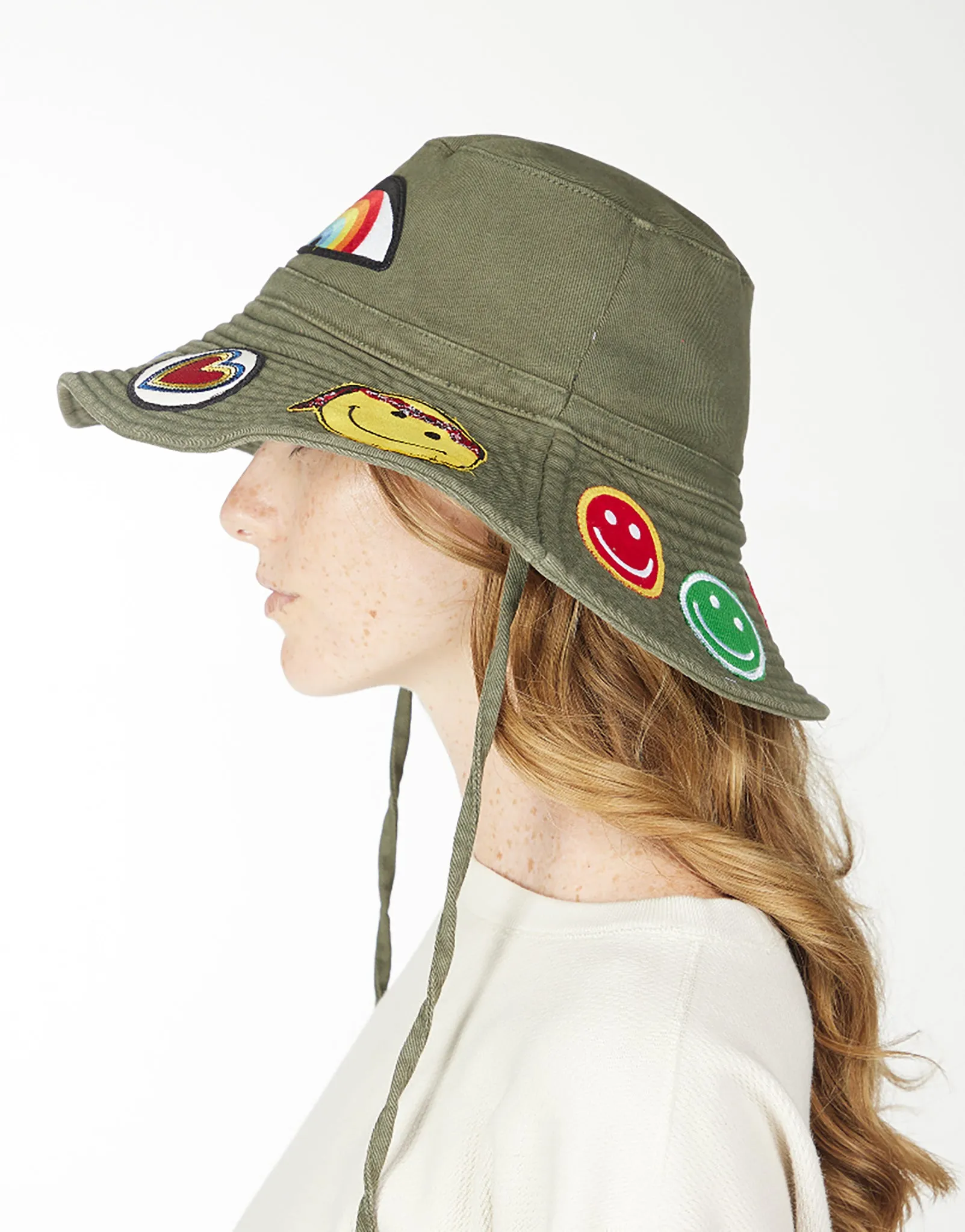 Adina- Bucket Hat w/ Happy Hippie Patches