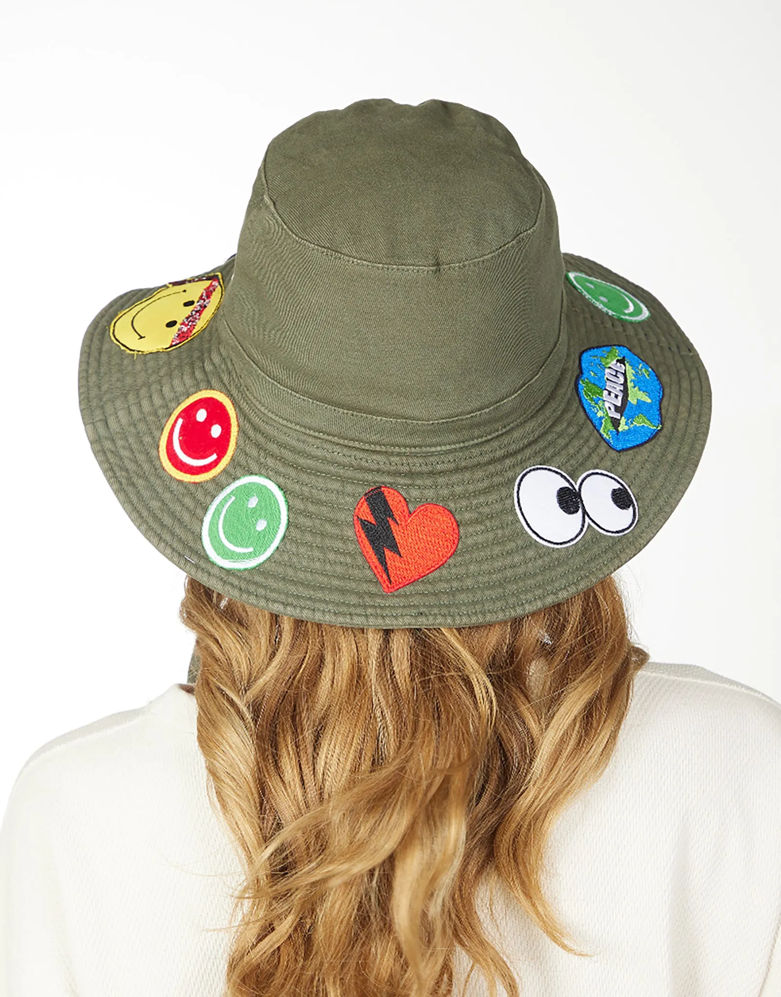 Adina- Bucket Hat w/ Happy Hippie Patches