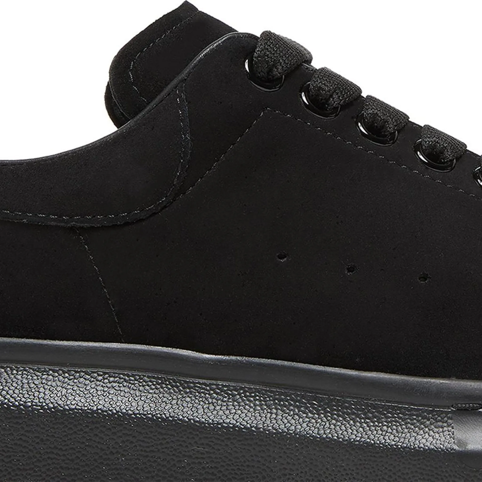 Alexander Mcqueen Raised Sole Suede Triple Black Sneaker (W)