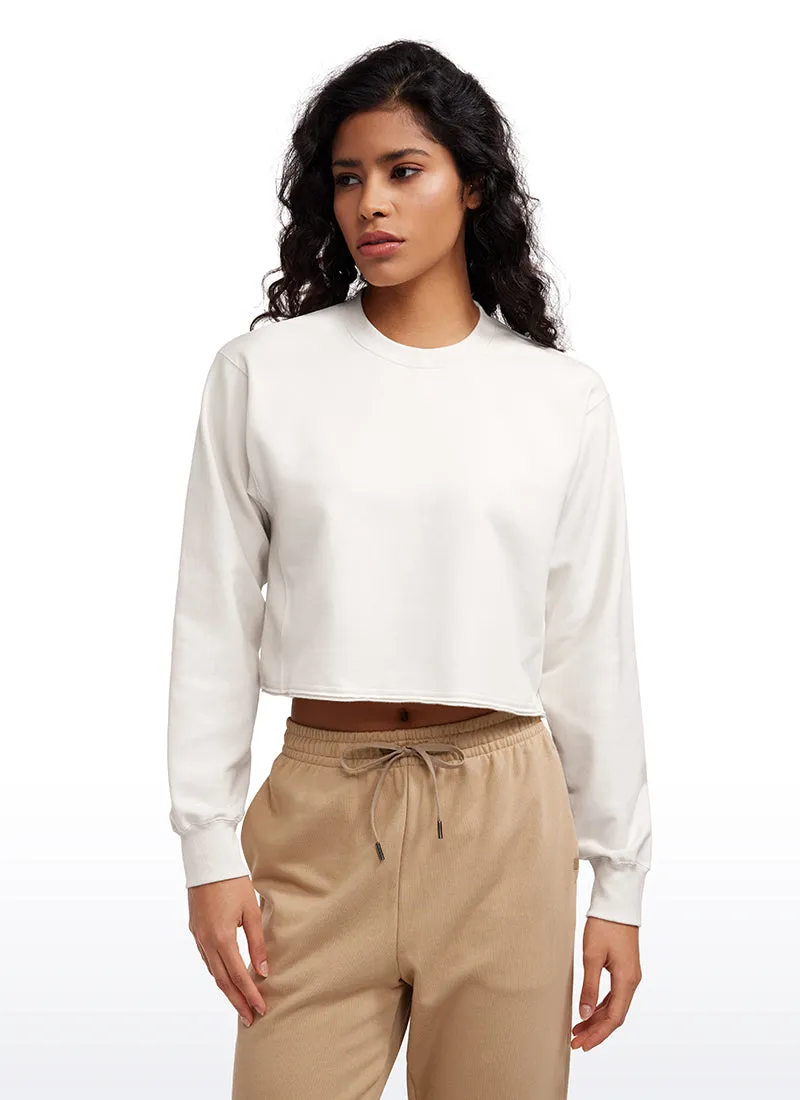 Amenity Double Raw Hem Sweatshirts Crew Neck