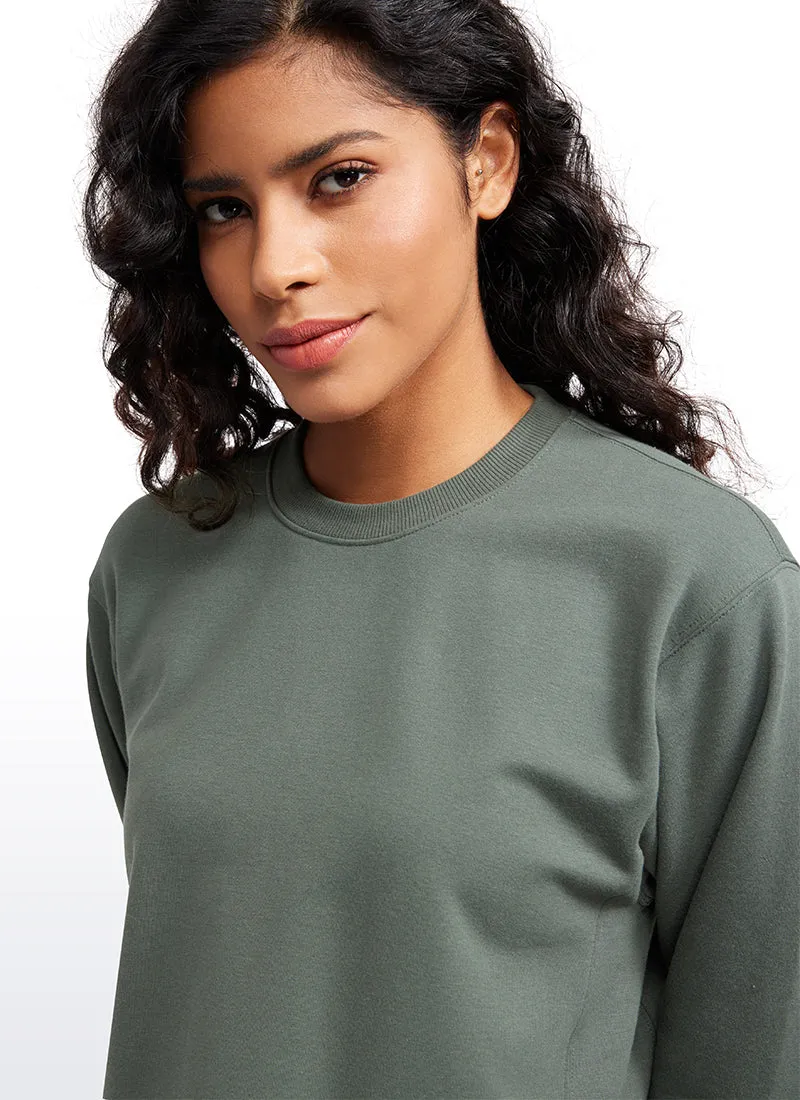 Amenity Double Raw Hem Sweatshirts Crew Neck