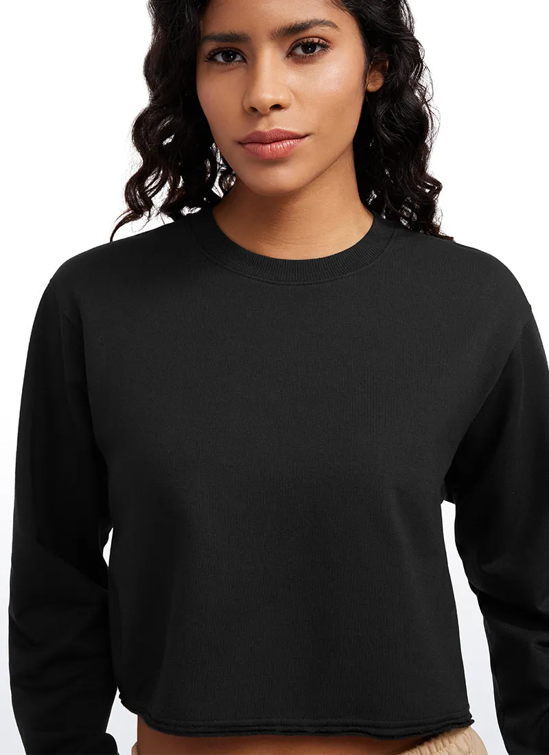 Amenity Double Raw Hem Sweatshirts Crew Neck