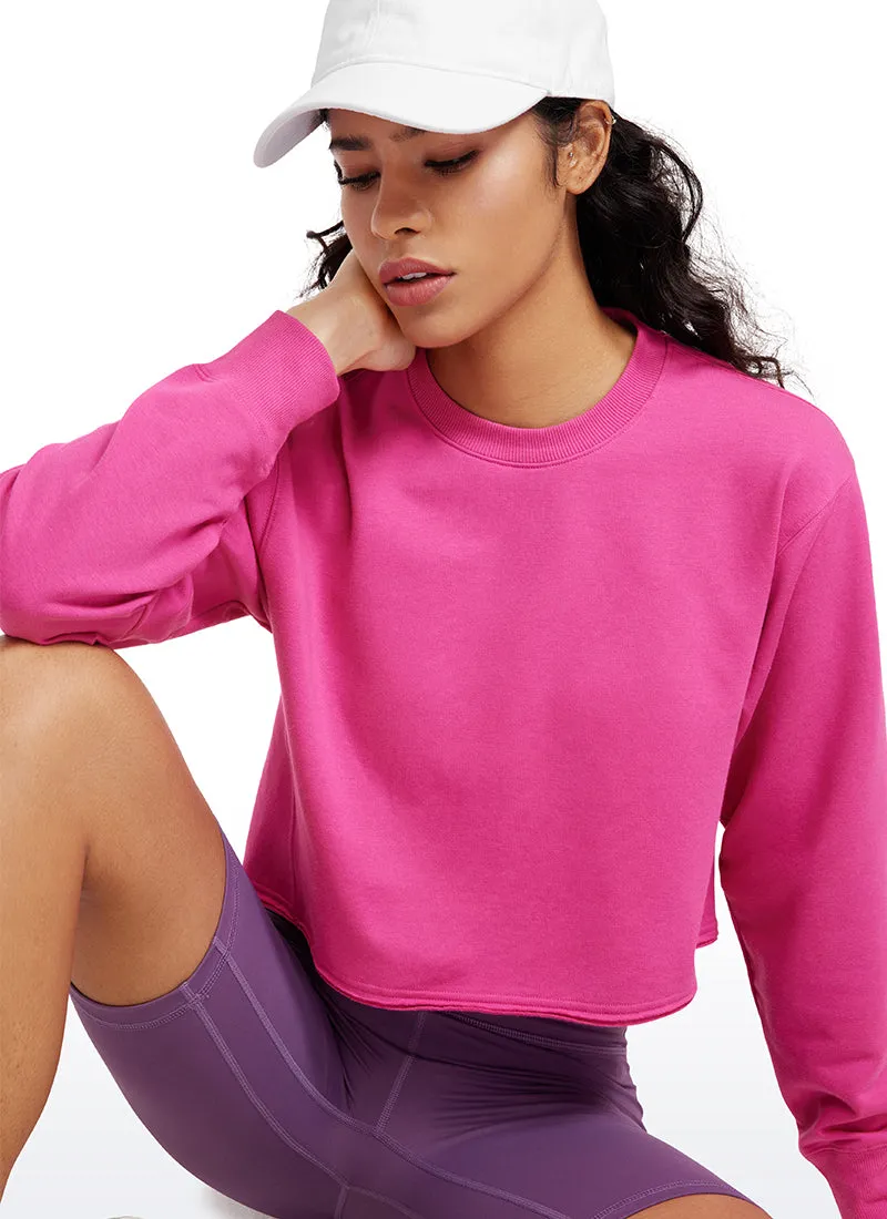 Amenity Double Raw Hem Sweatshirts Crew Neck