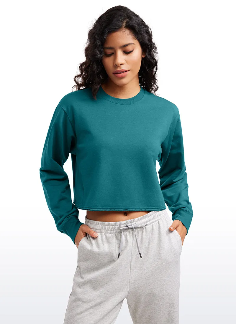 Amenity Double Raw Hem Sweatshirts Crew Neck