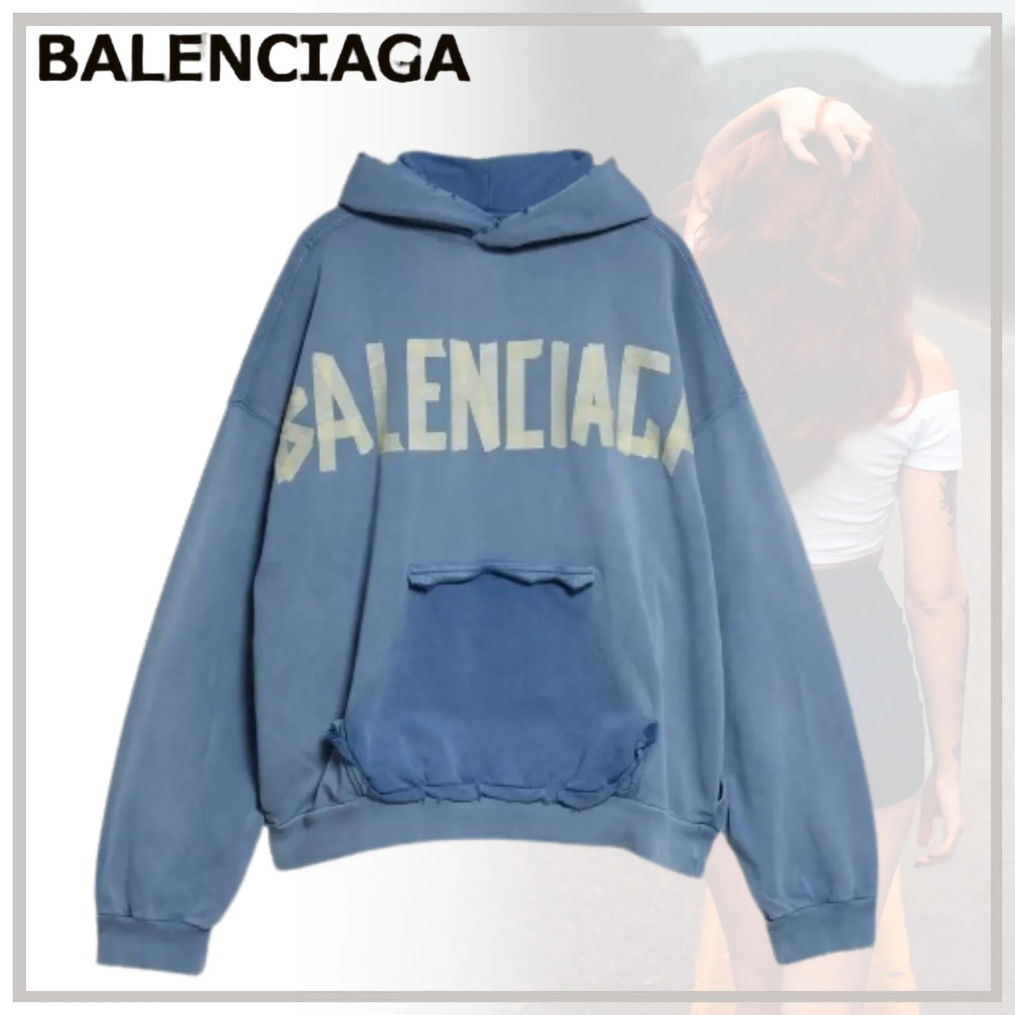 BALENCIAGA  |Unisex Street Style Long Sleeves Plain Cotton Oversized Logo