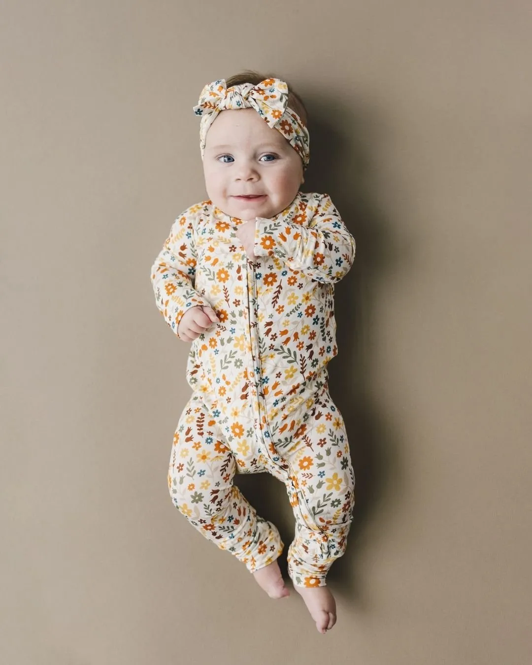 Bamboo Zip Romper | Fall Flowers