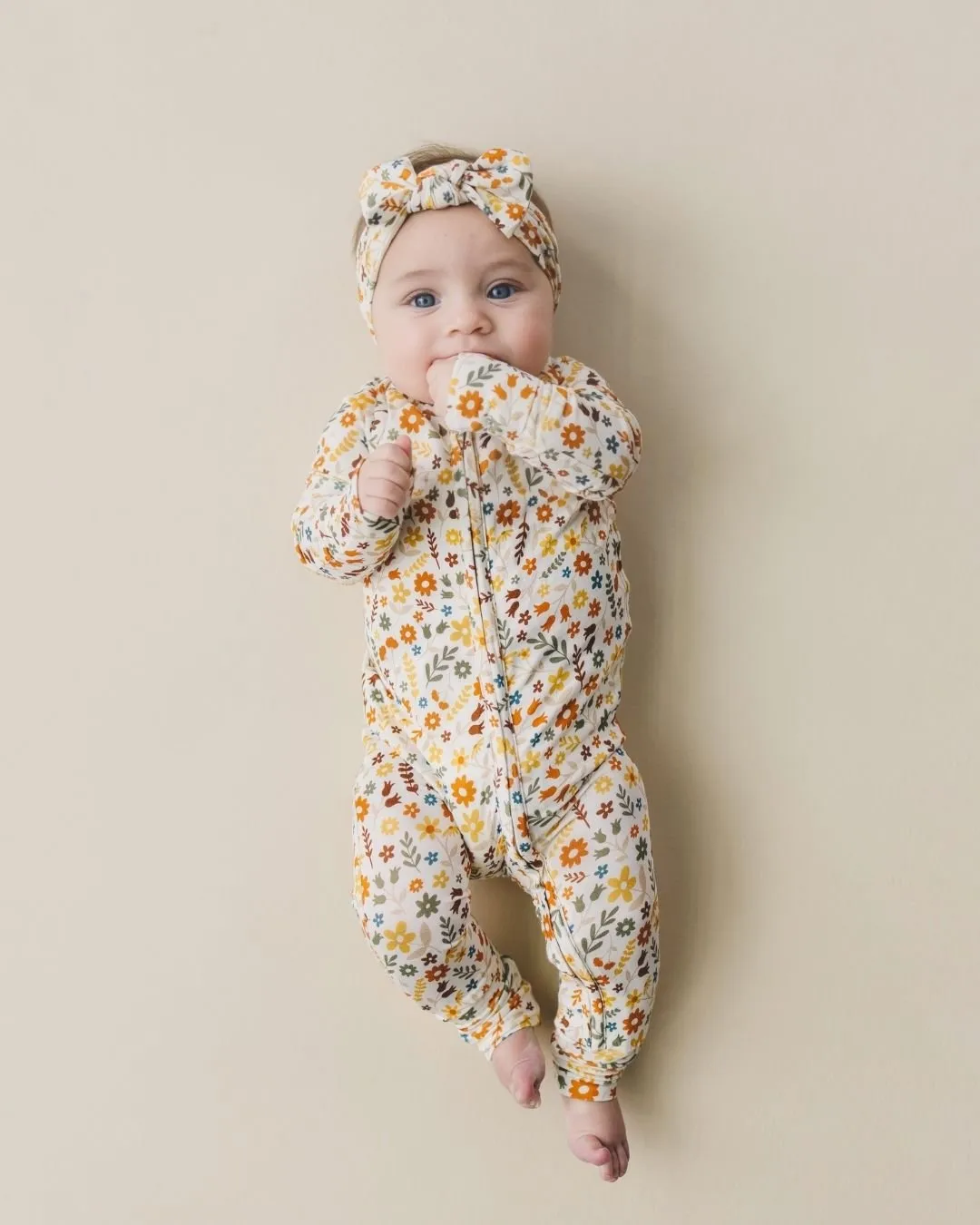 Bamboo Zip Romper | Fall Flowers