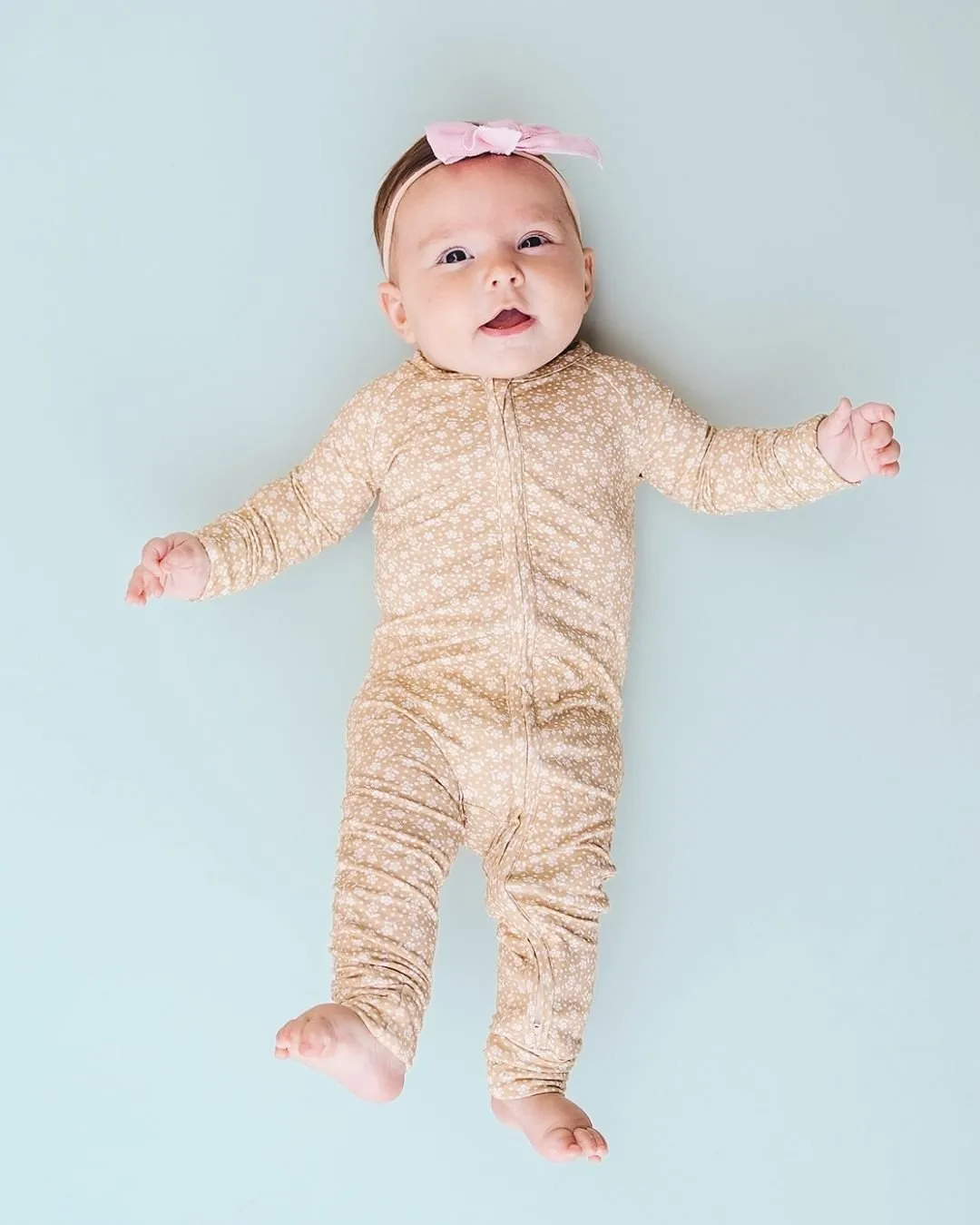 Bamboo Zip Romper | Neutral Garden