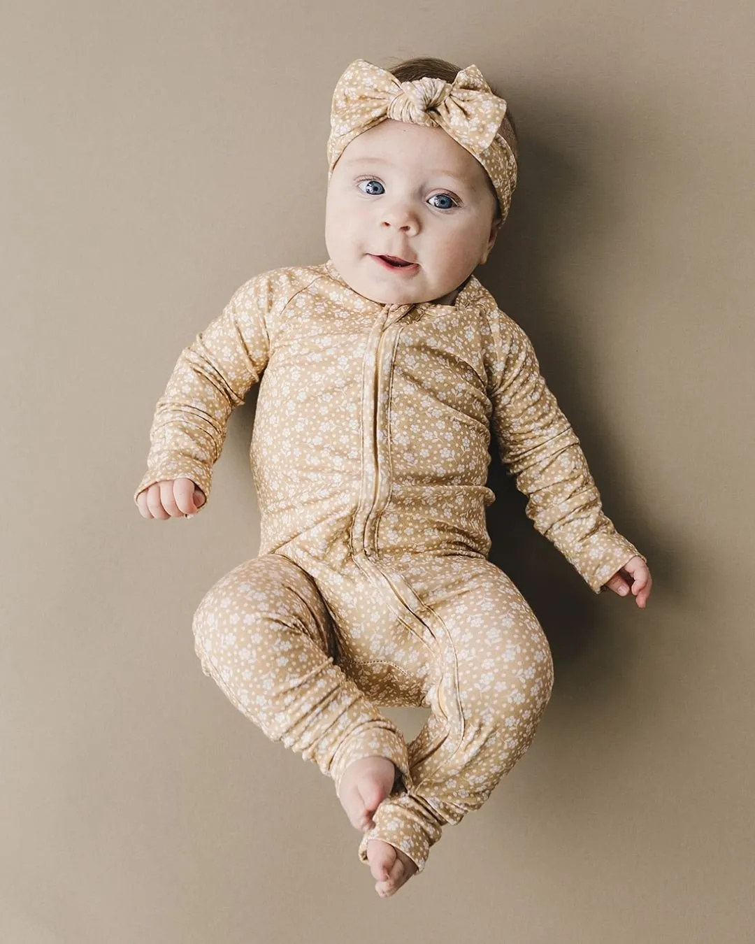 Bamboo Zip Romper | Neutral Garden