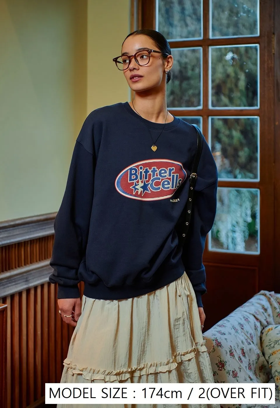 BITTER CELLS  |Crew Neck Street Style Long Sleeves Plain Cotton Logo