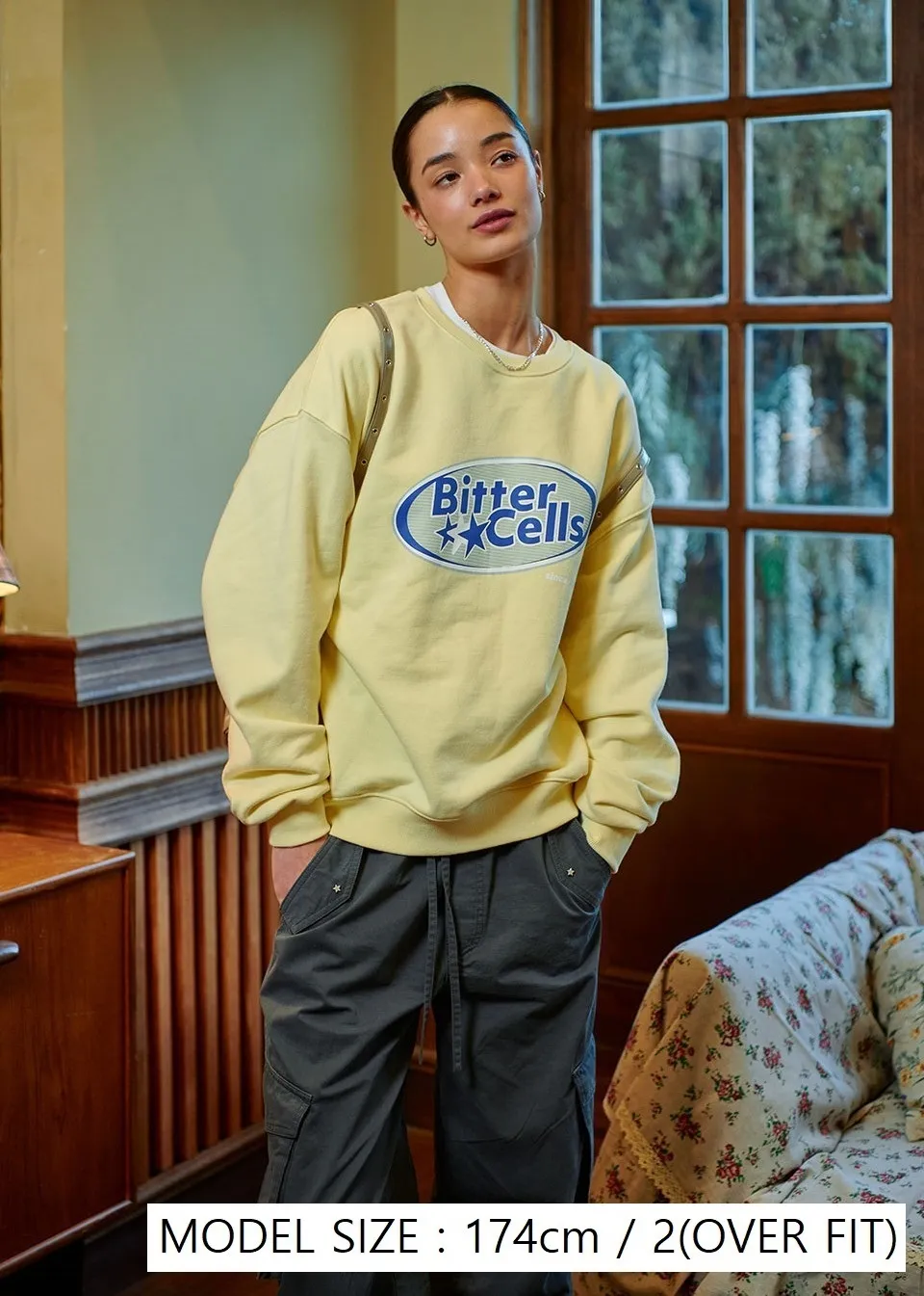 BITTER CELLS  |Crew Neck Street Style Long Sleeves Plain Cotton Logo