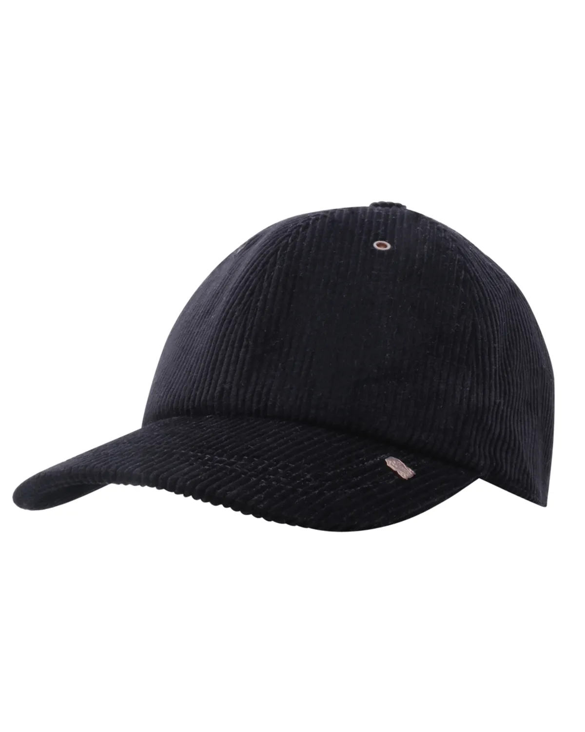 Black Ribbed Cotton Baseball Cap