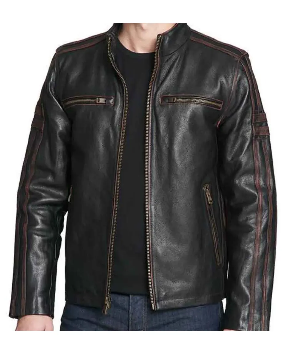 Black Rivet Leather Jacket For Sale - William Jacket