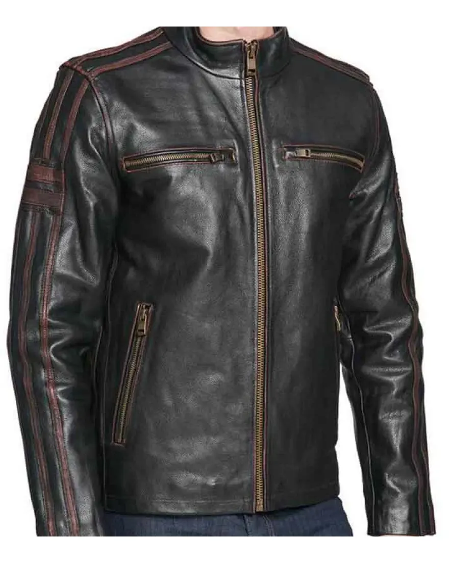 Black Rivet Leather Jacket For Sale - William Jacket