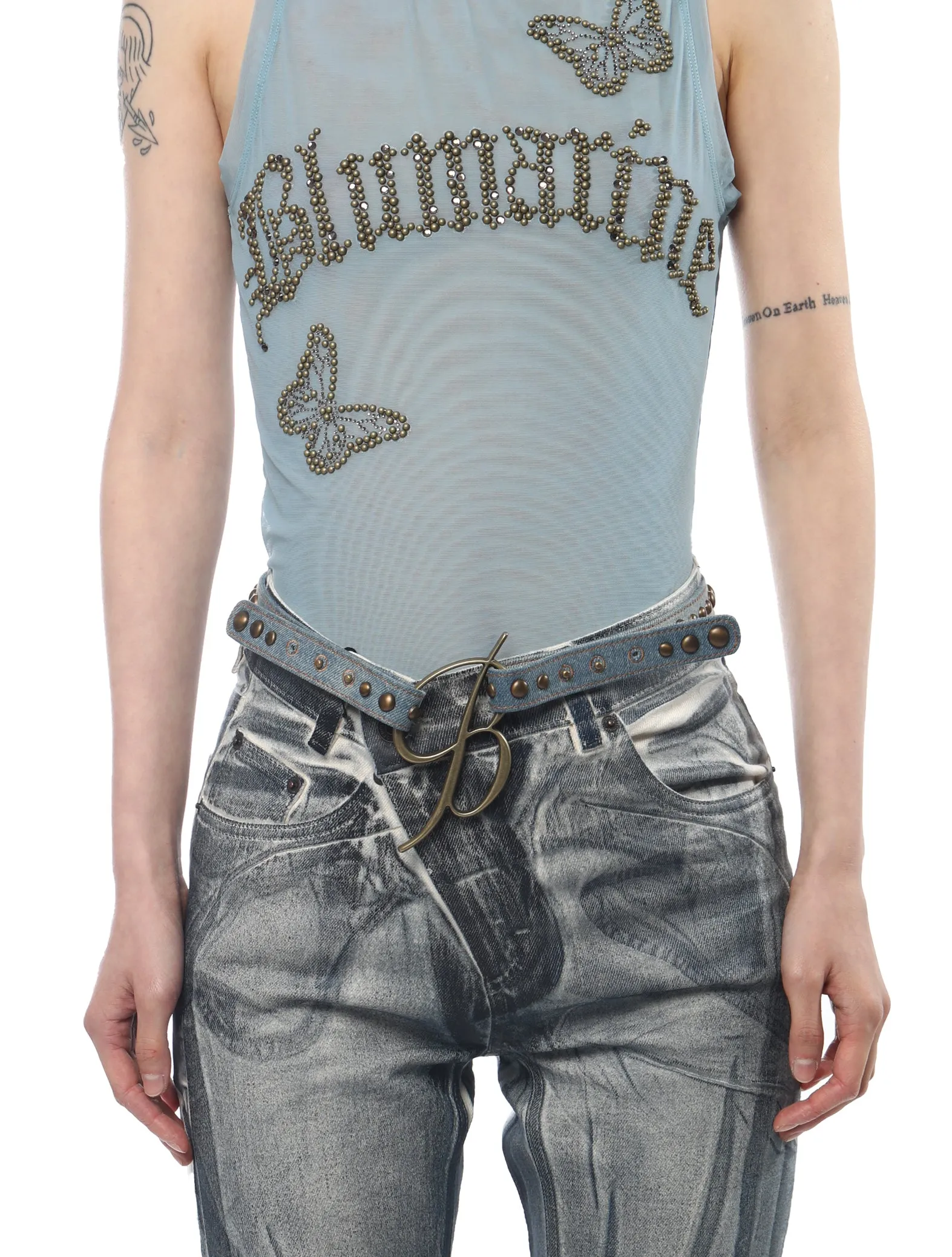 Blumarine Light Denim Embellished Belt