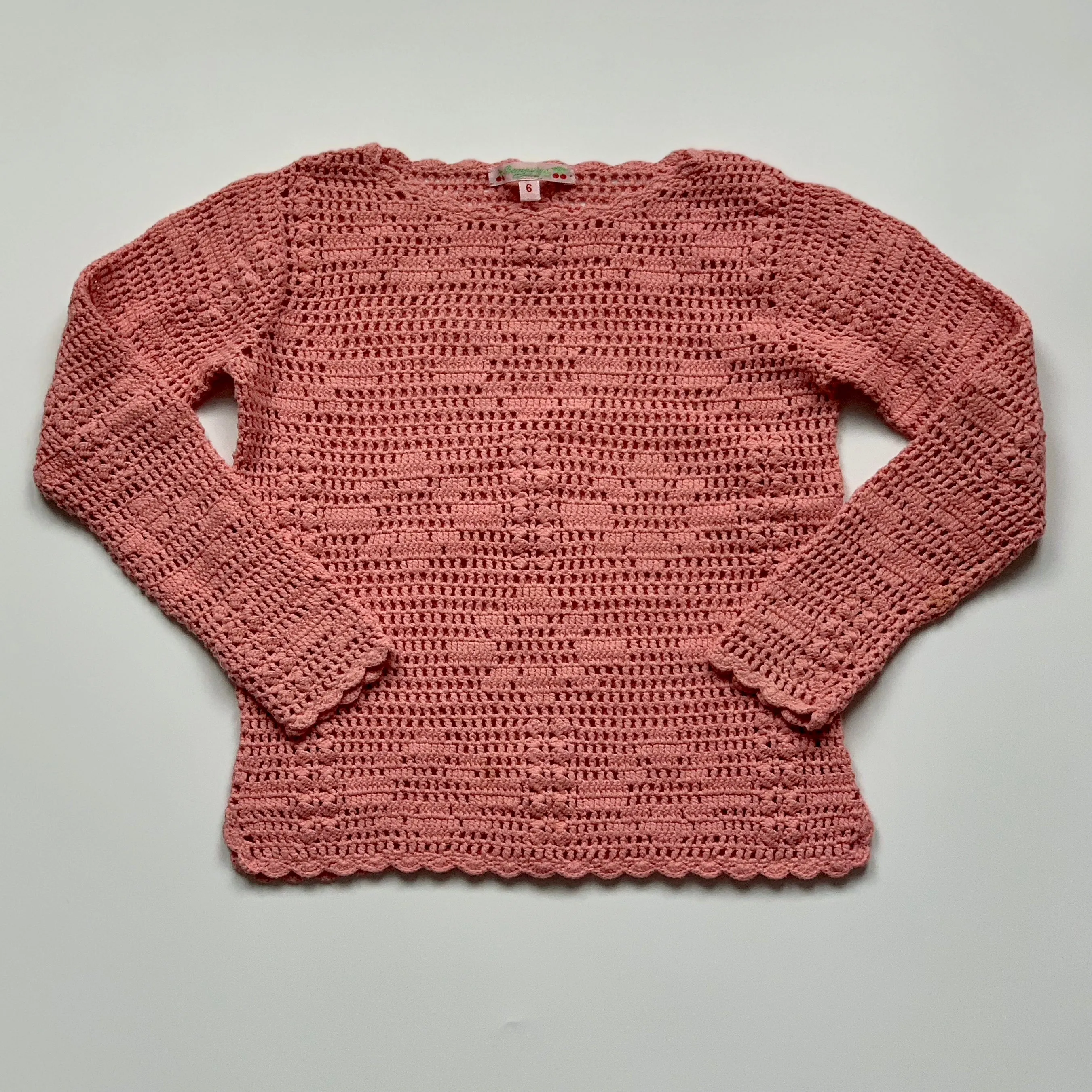 Bonpoint Pink Crochet Jumper: 6 Years