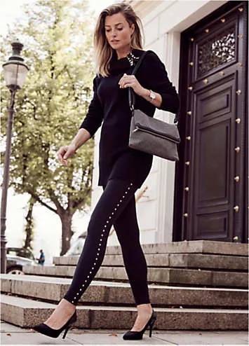 bonprix Studded Jersey Leggings | Grattan