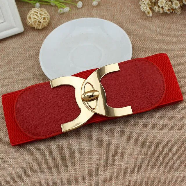 Buckle Elastic Wide Cummerbund Strap Waist Belt