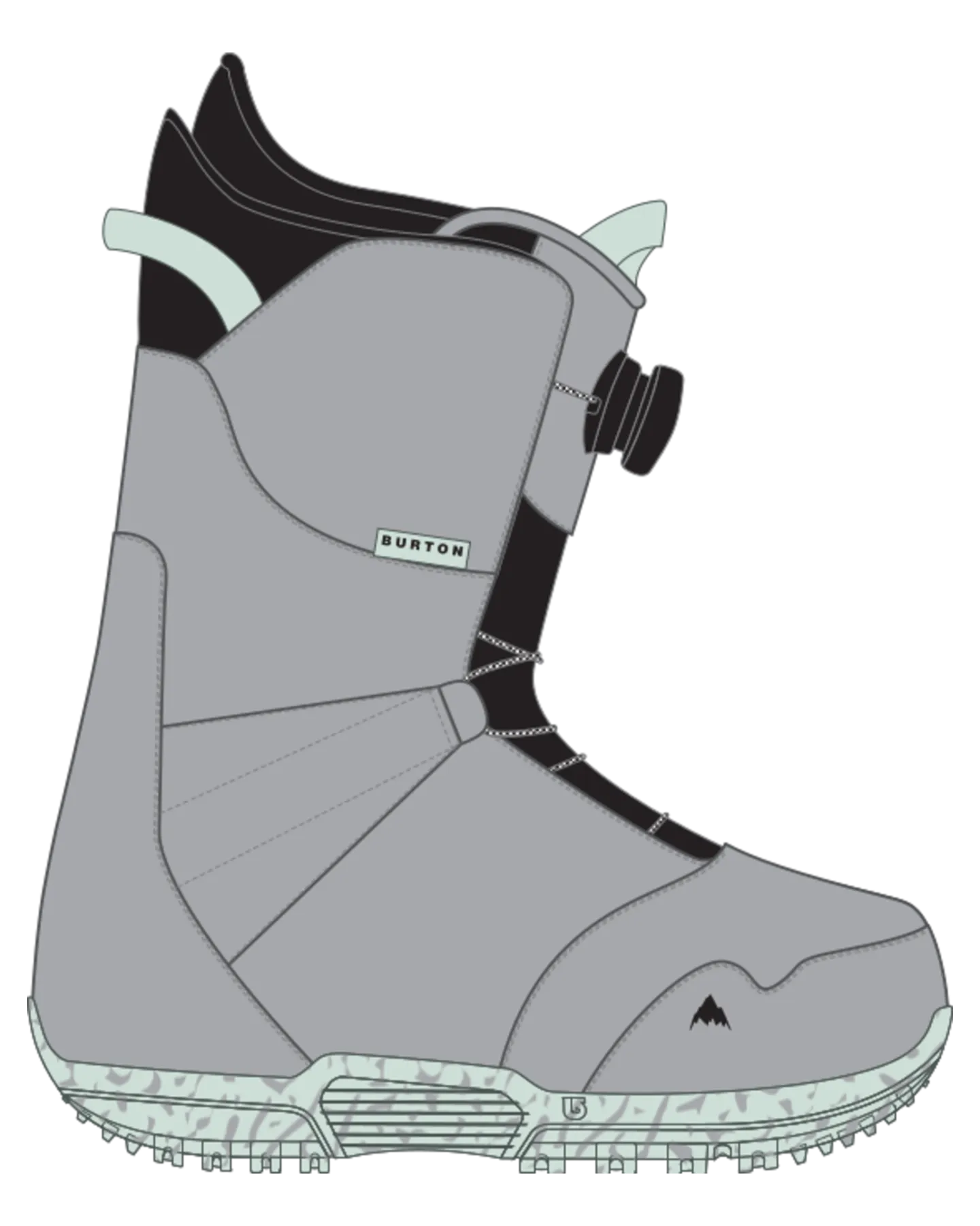 Burton Kids' Zipline Boa Snowboard Boots - Gray/Neo-Mint - 2024