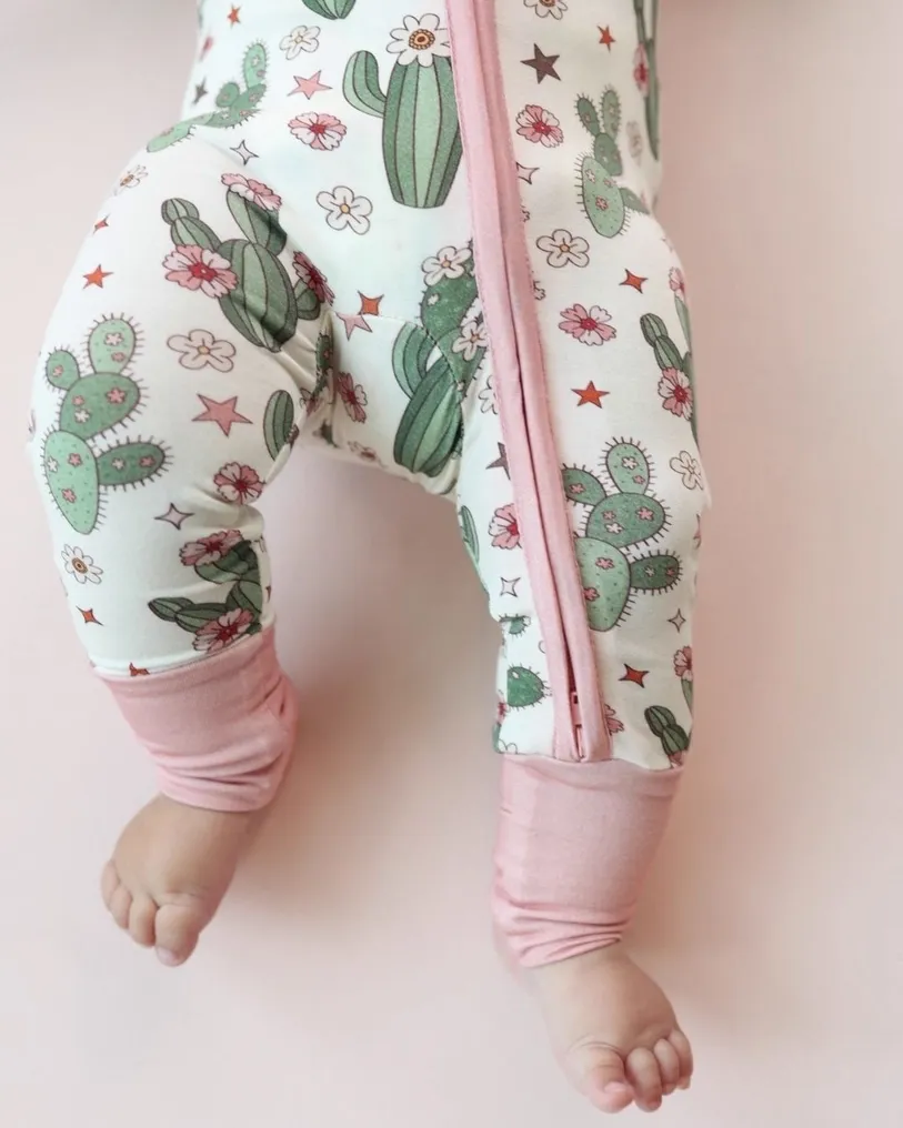 Cactus Flower Bamboo Zip Romper