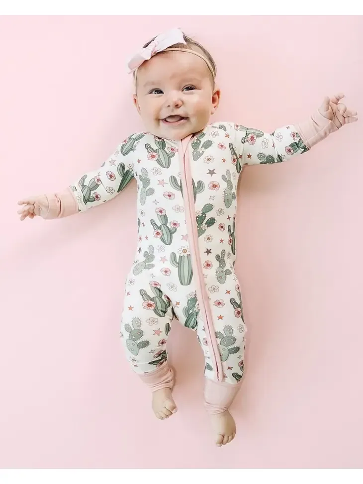 Cactus Flower Bamboo Zip Romper