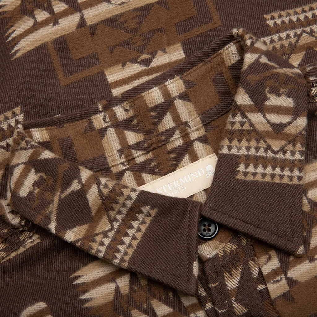 Chimayo Jacquard Button-Down Shirt - Brown