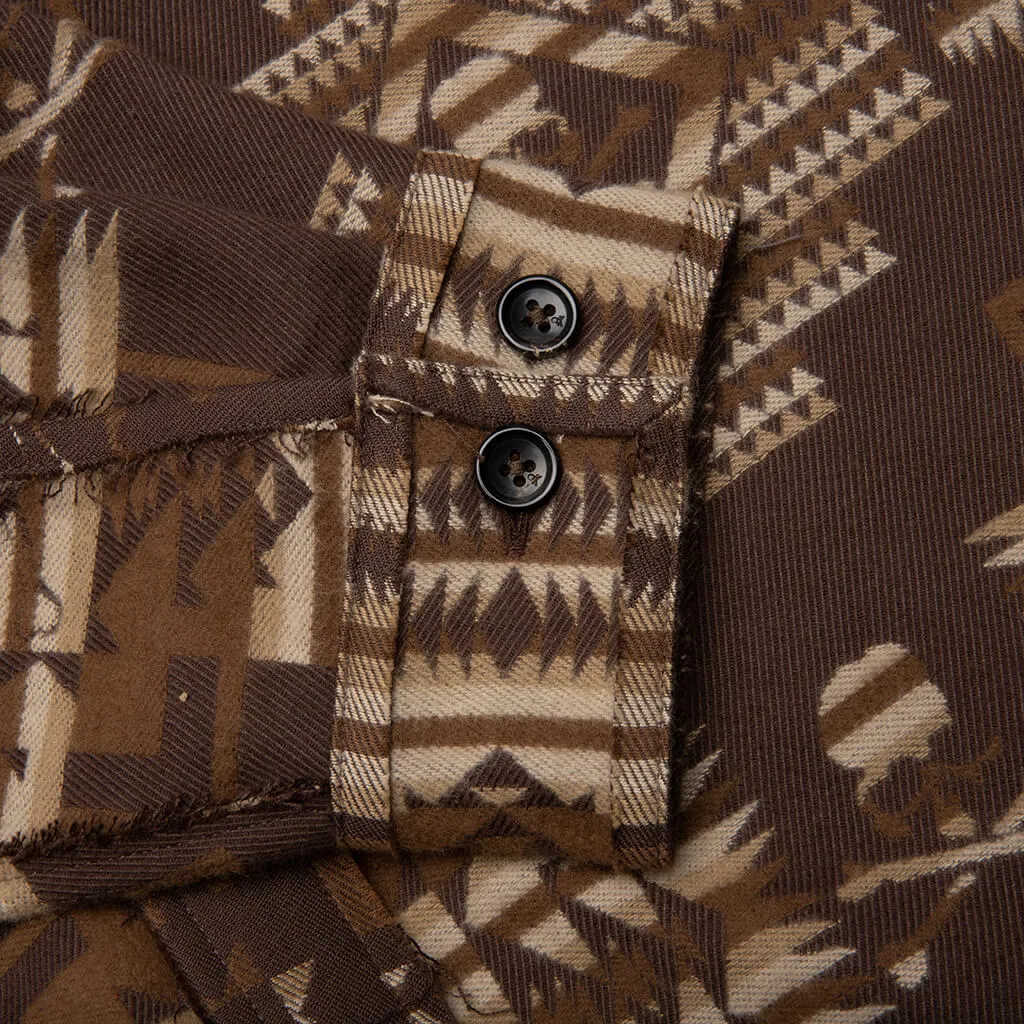 Chimayo Jacquard Button-Down Shirt - Brown