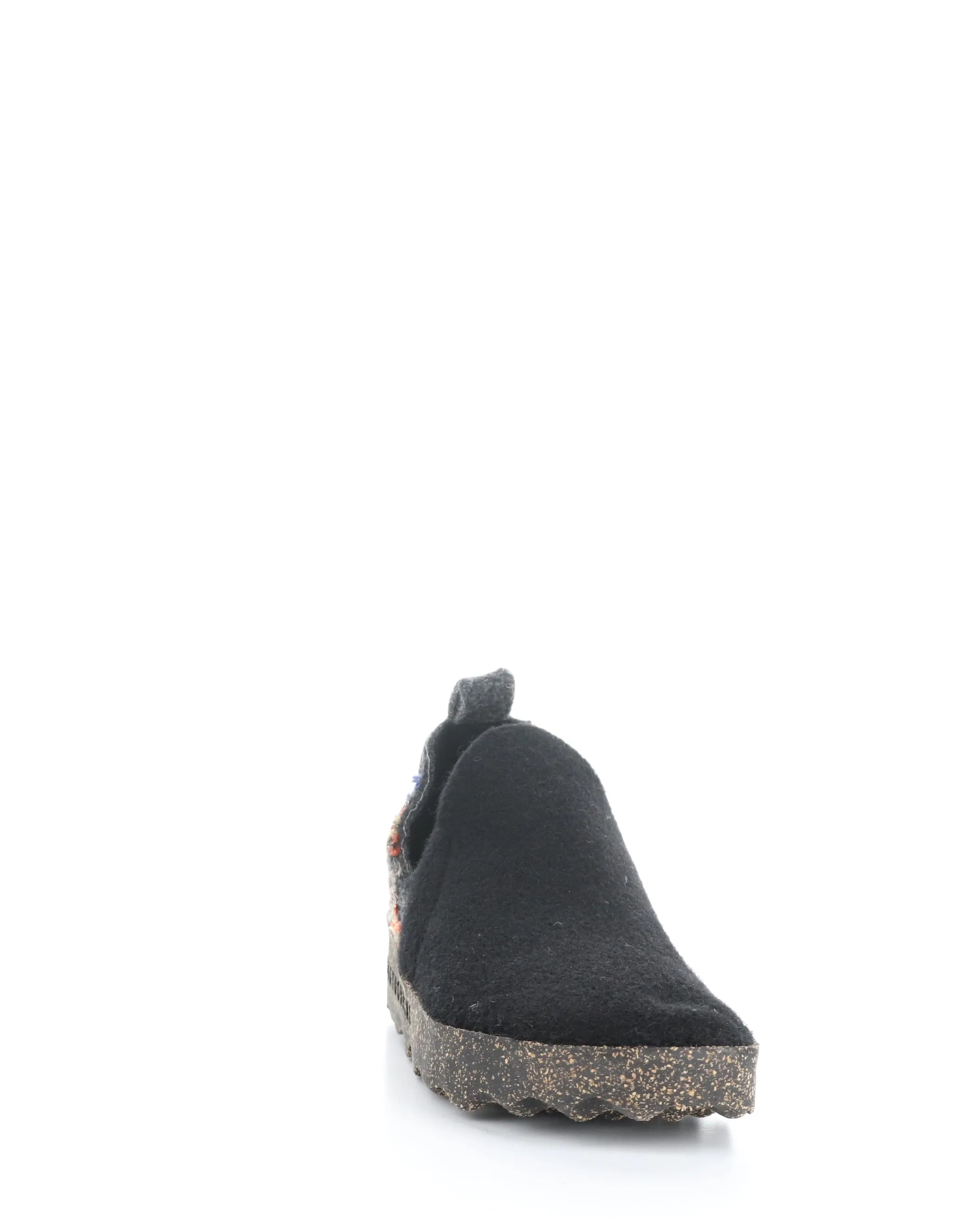 CITY086ASP Felt Present Black Round Toe Shoes