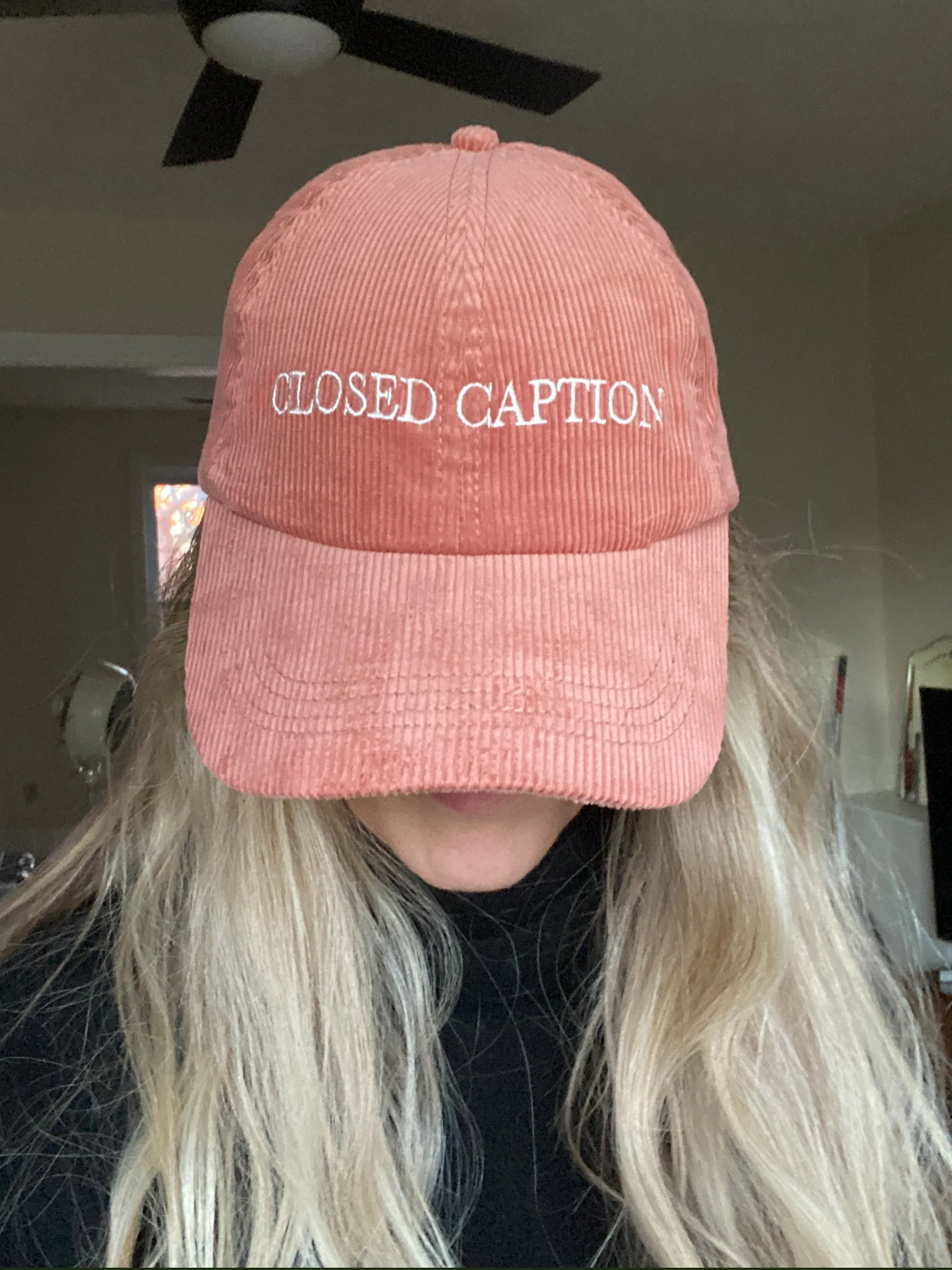 Closed Caption Corduroy Cap in Rose