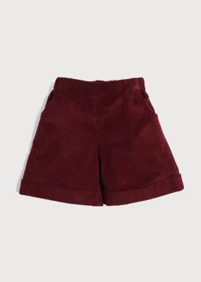 Corduroy Elasticated Waist Shorts in Burgundy (18mths-3yrs)