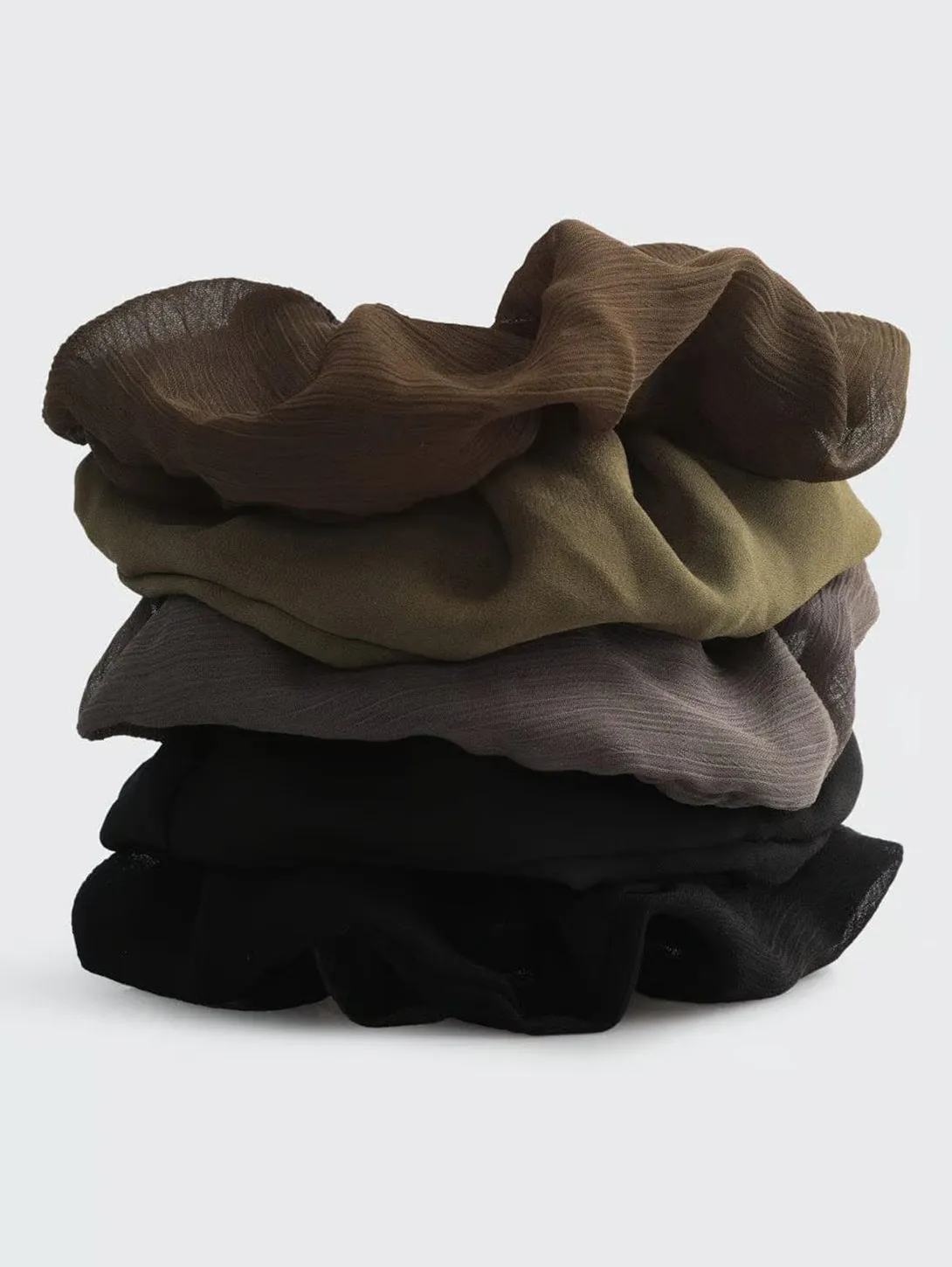 Crepe Scarf Scrunchies - Moss