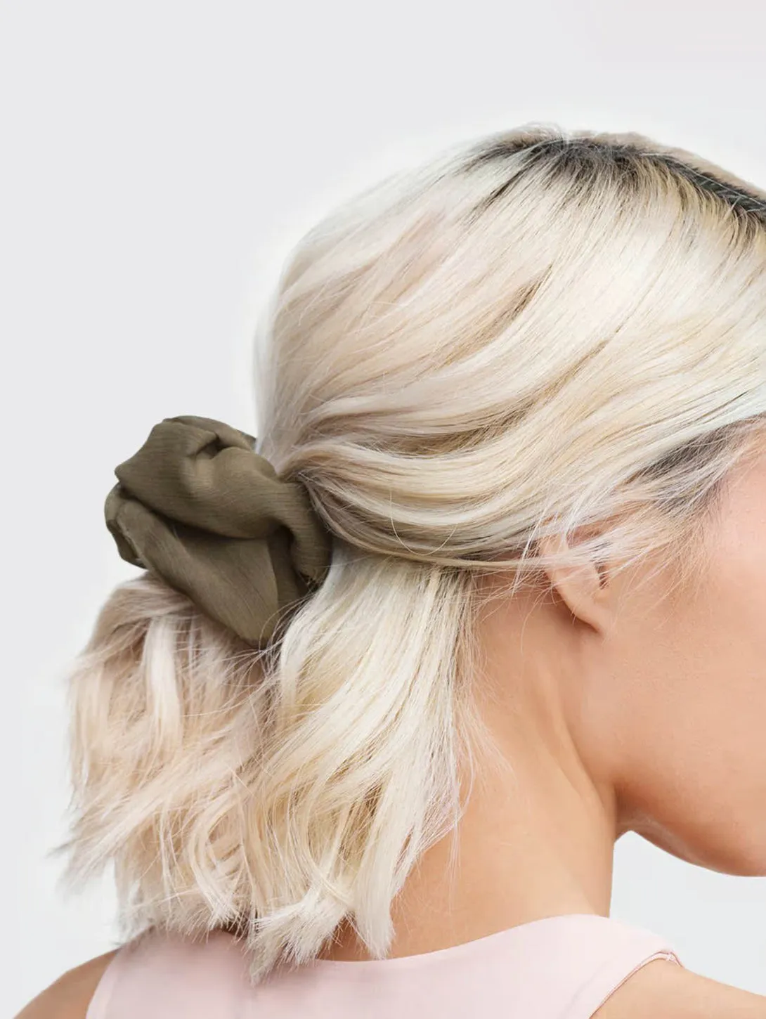 Crepe Scarf Scrunchies - Moss