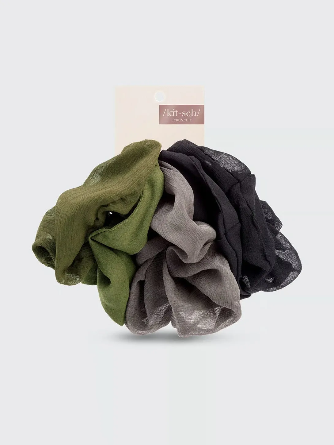 Crepe Scarf Scrunchies - Moss