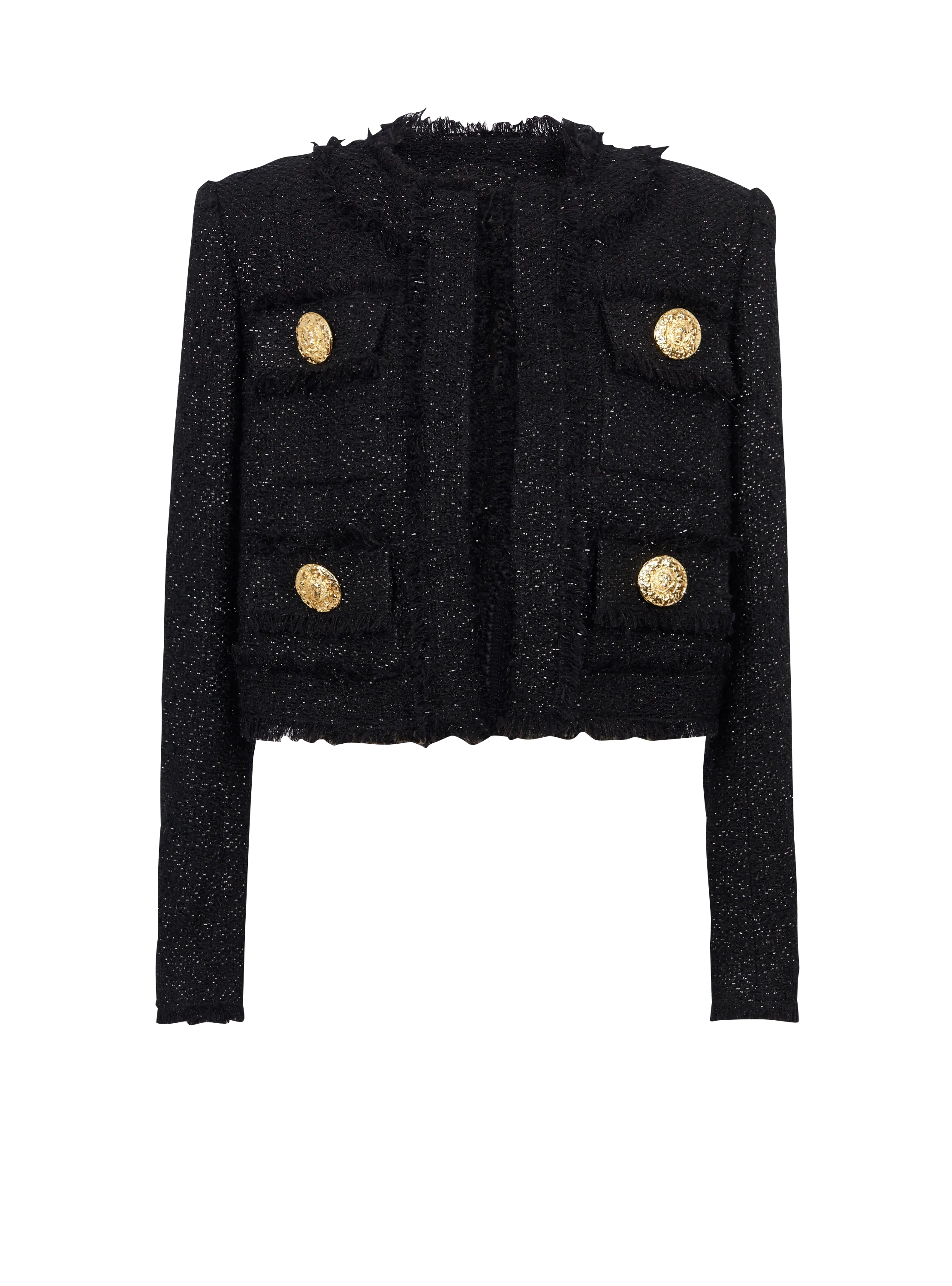 Cropped lurex tweed jacket