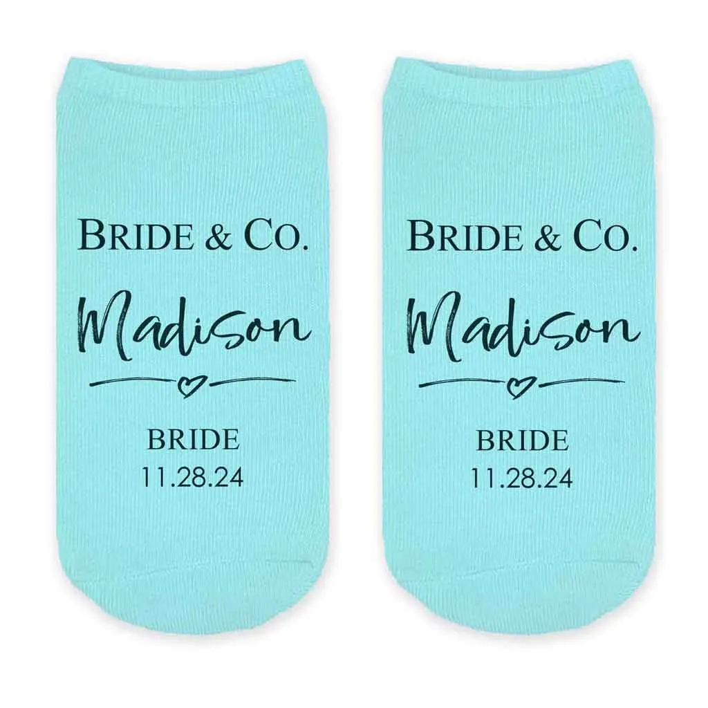 Custom Bridal Party Wedding Socks, Bride's Something Blue