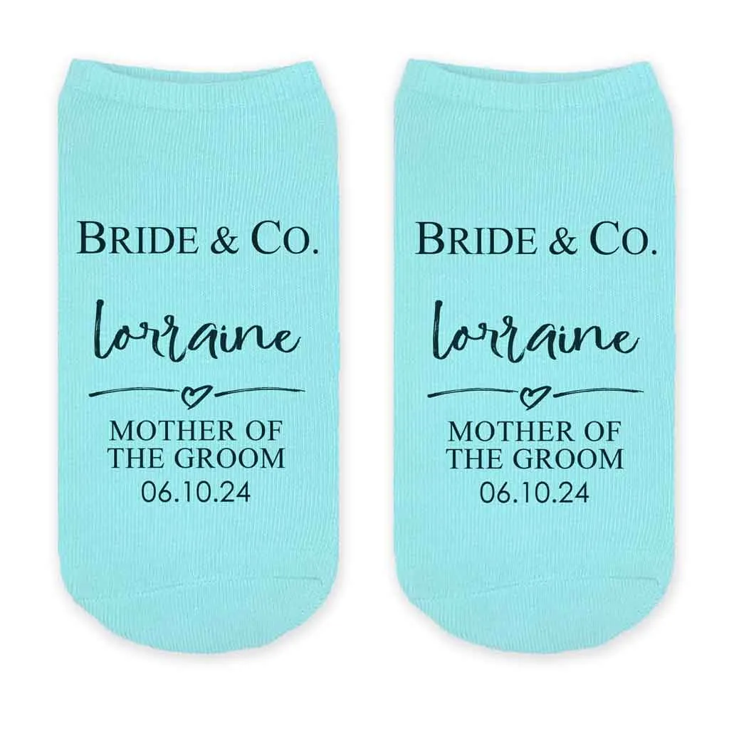 Custom Bridal Party Wedding Socks, Bride's Something Blue