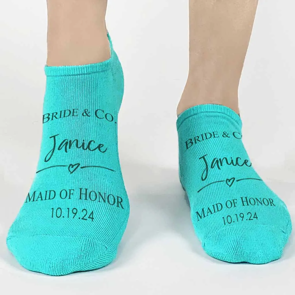 Custom Bridal Party Wedding Socks, Bride's Something Blue