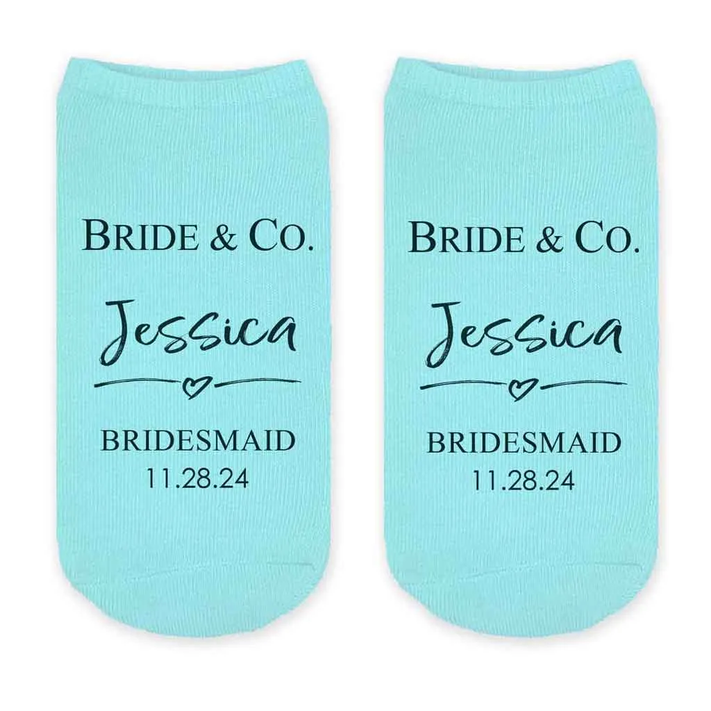 Custom Bridal Party Wedding Socks, Bride's Something Blue