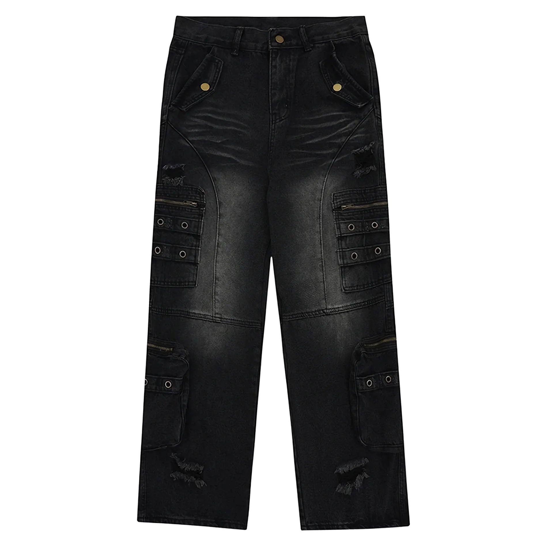 'Dark Matter' Baggy Denim Cargo Jeans