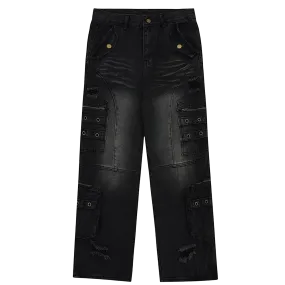 'Dark Matter' Baggy Denim Cargo Jeans