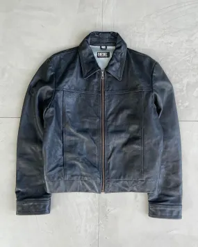 DIESEL 90'S BLACK LEATHER JACKET - L