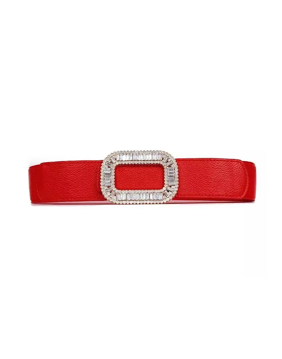 Elastic Waist Bedazzled Crystal Buckle Belt