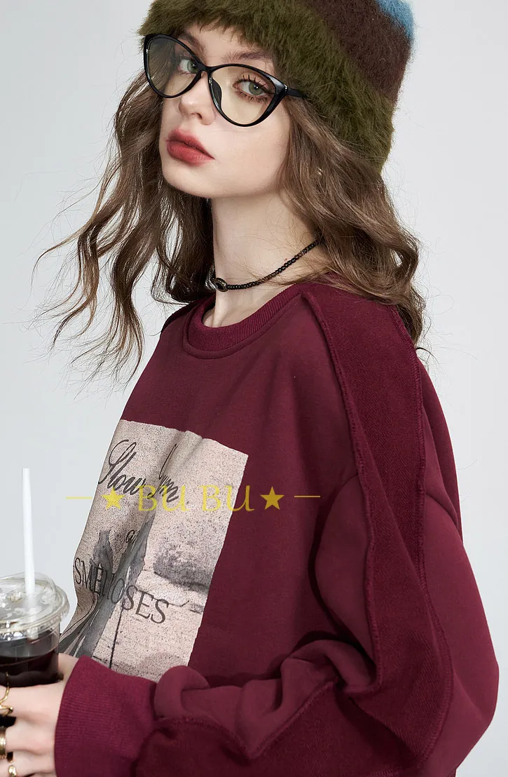 ELF SACK  |Crew Neck Unisex Sweat Blended Fabrics Street Style