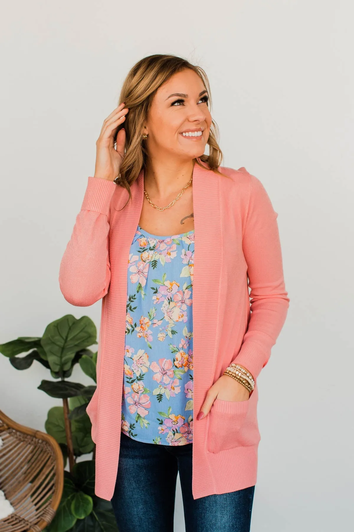 Essential Cardigan- Peach