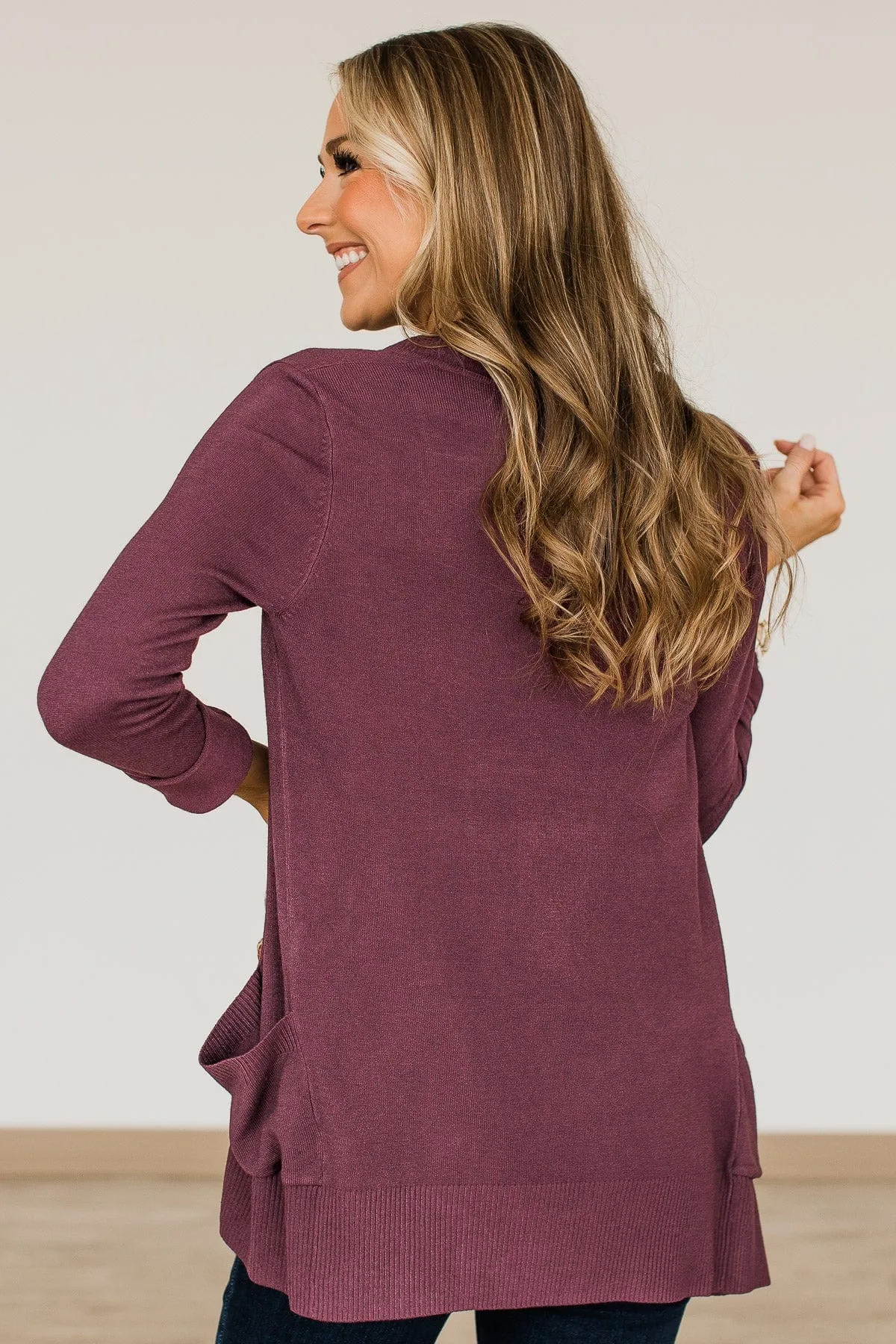 Essential Cardigan- Plum