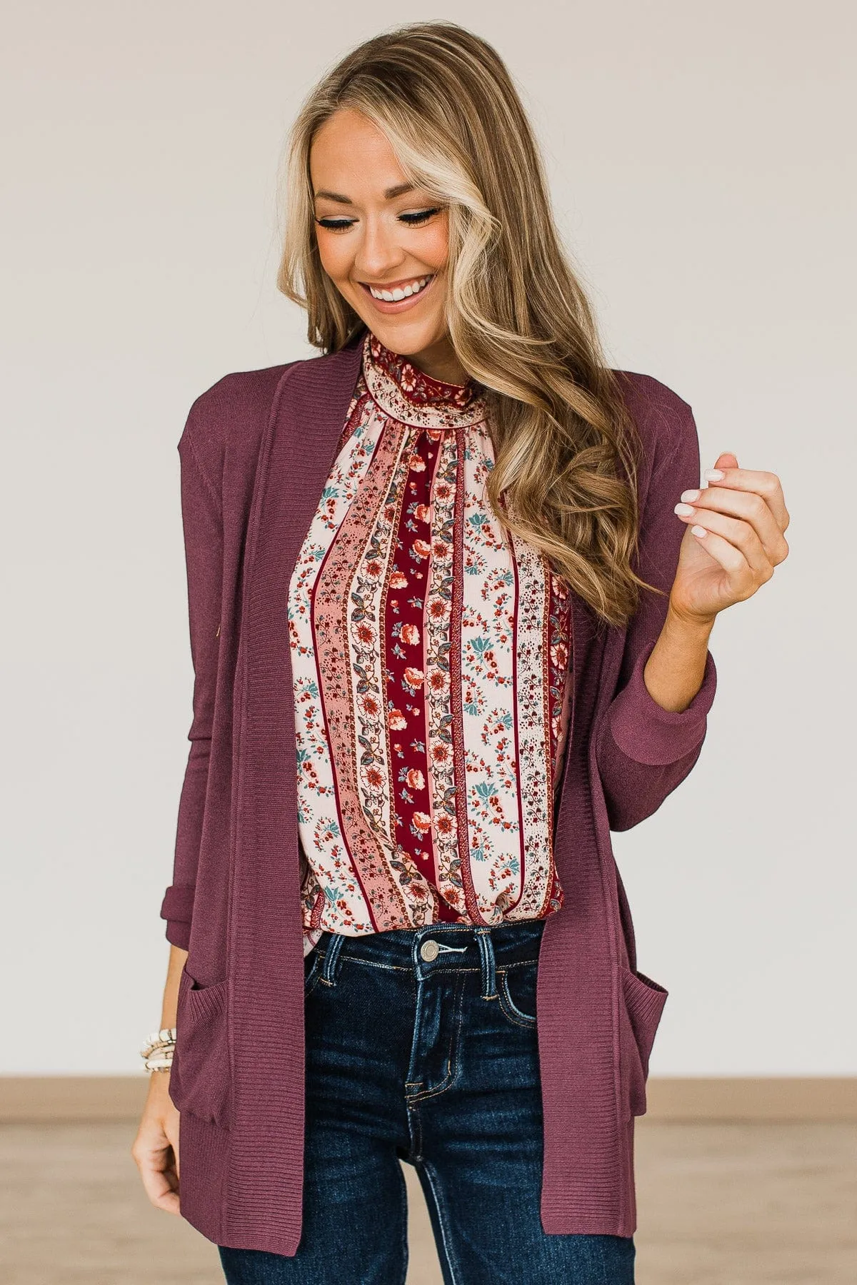 Essential Cardigan- Plum