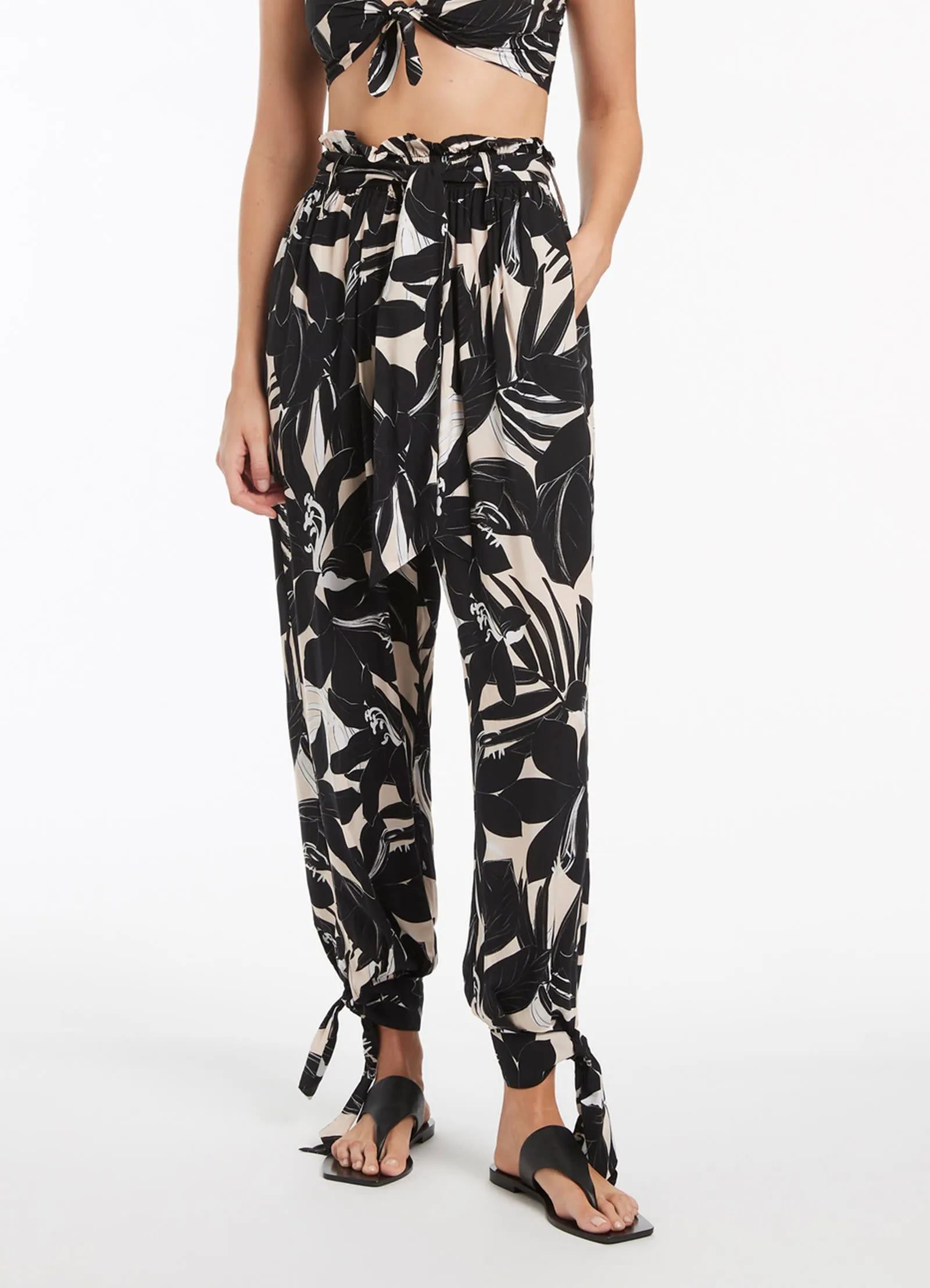 Floreale Tie Cuff Pant - Black